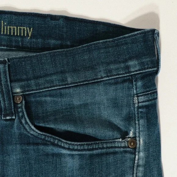 7 For All Mankind Slimmy Jeans Mens 38x32 Dark Wash Blue Denim - Picture 6 of 14